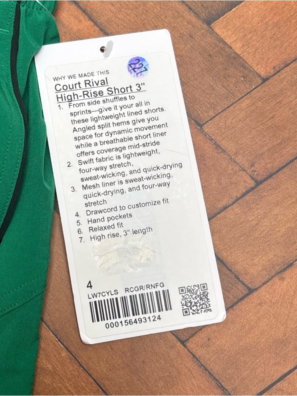 NWT Lululemon Court Rival High Rise Shorts 3" In Raceway Green Size 4 - Picture 6 of 8